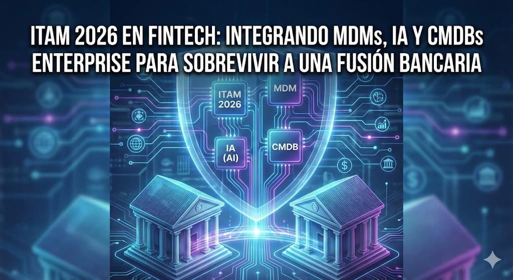 ITAM 2026 en Fintech: Integrando MDMs, IA y CMDBs Enterprise para sobrevivir a una Fusión Bancaria
